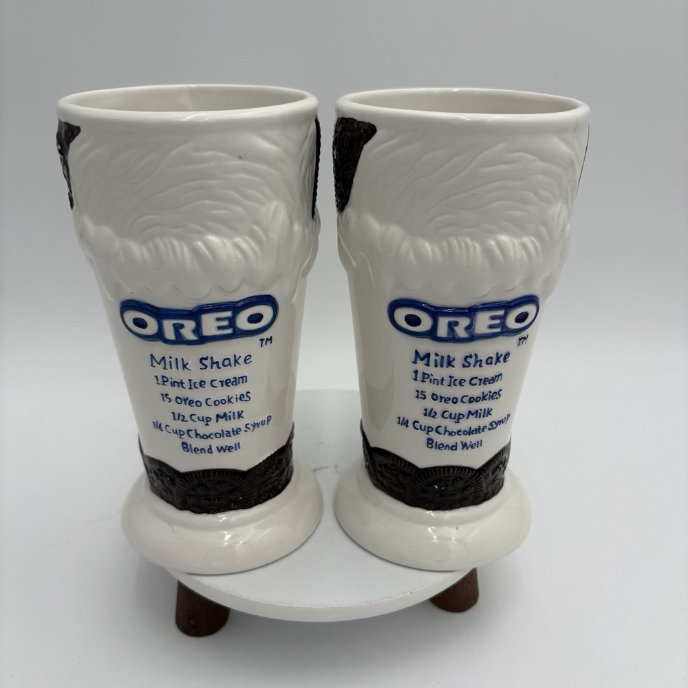 Vintage Nabisco Oreo Milkshake Recipe Ceramic Embossed Set Of‎ 2